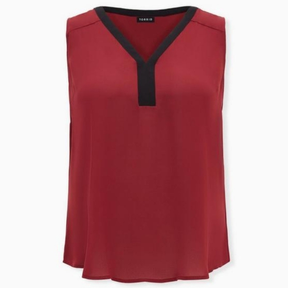 Torrid Georgette Sleeveless Tank Burgundy & Black 4X NWOT NEW - Picture 6 of 16